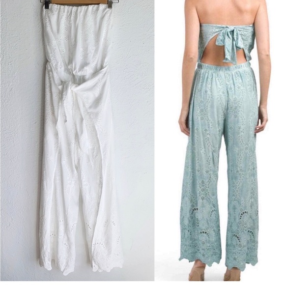 NWT Young Fabulous & Broke Strapless Eyelet Ellis Jumpsuit Size S White - Picture 1 of 6